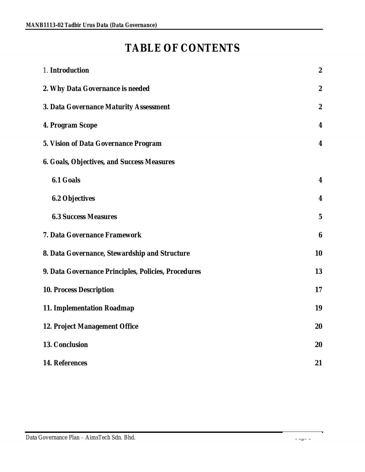 Data Governance Plan - Page 2