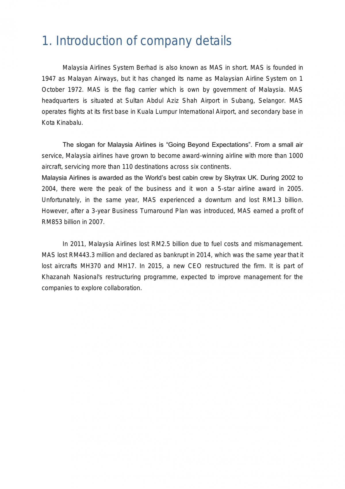 Group Project - Malaysia Airlines System Berhad - Page 2