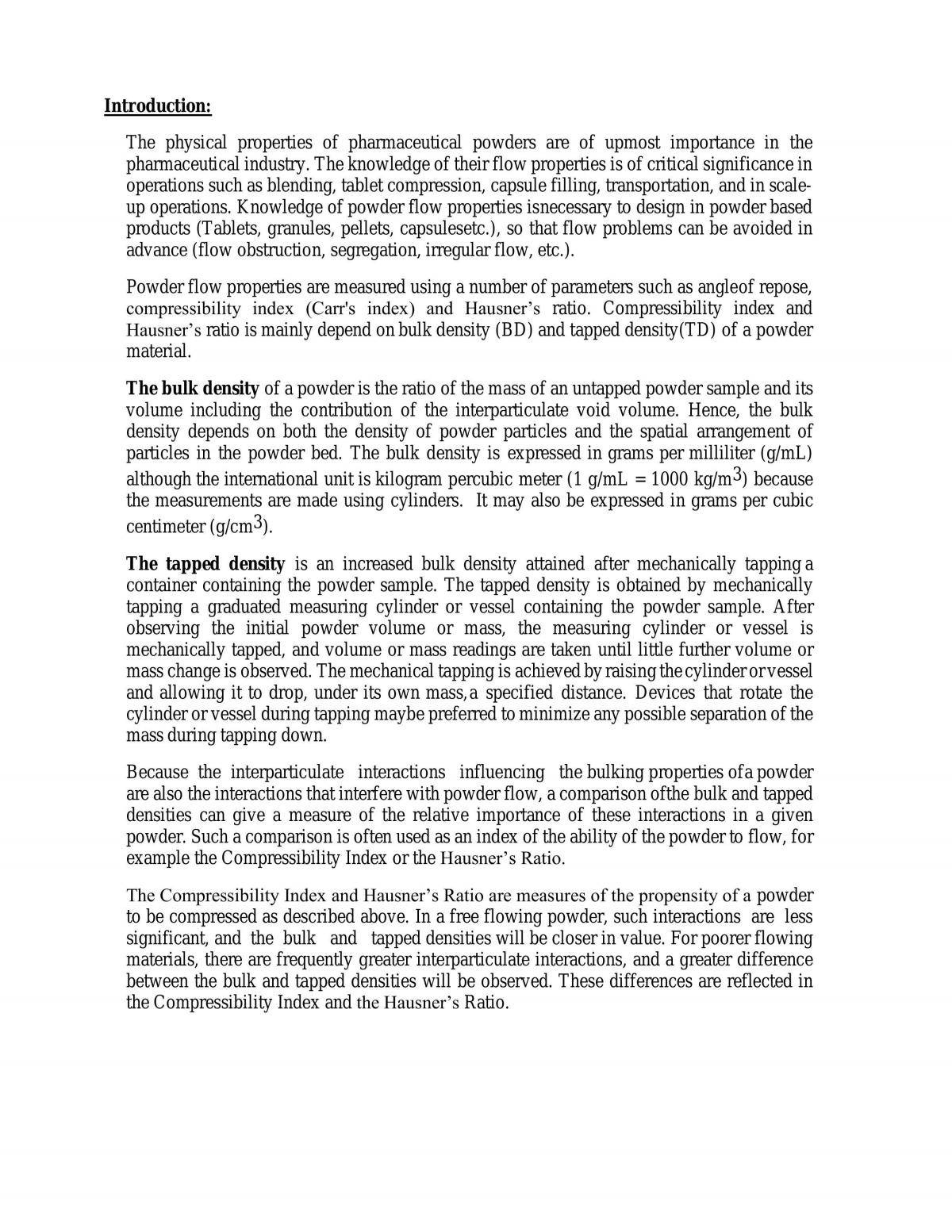Measurement of bulk & tapped density and angle of repose  - Page 2