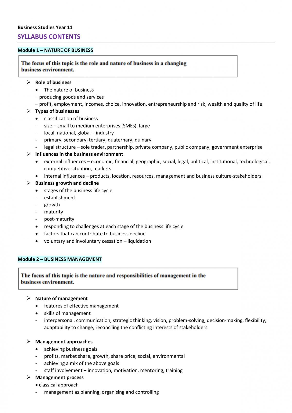 Prelim Business Studies Notes - Page 2