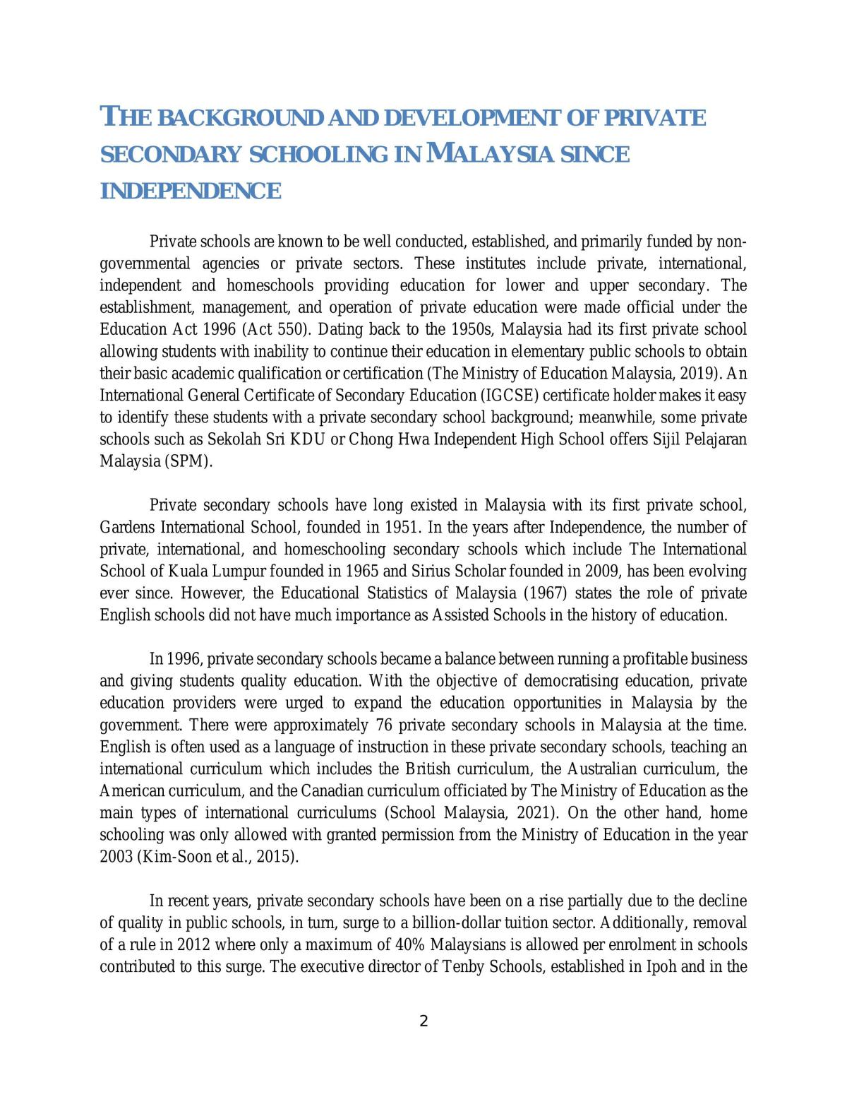 Essay discussing the background, factors affecting the demand and supply, the challenges faced by users and providers, as well as the justification on why education should be private or public - Page 2