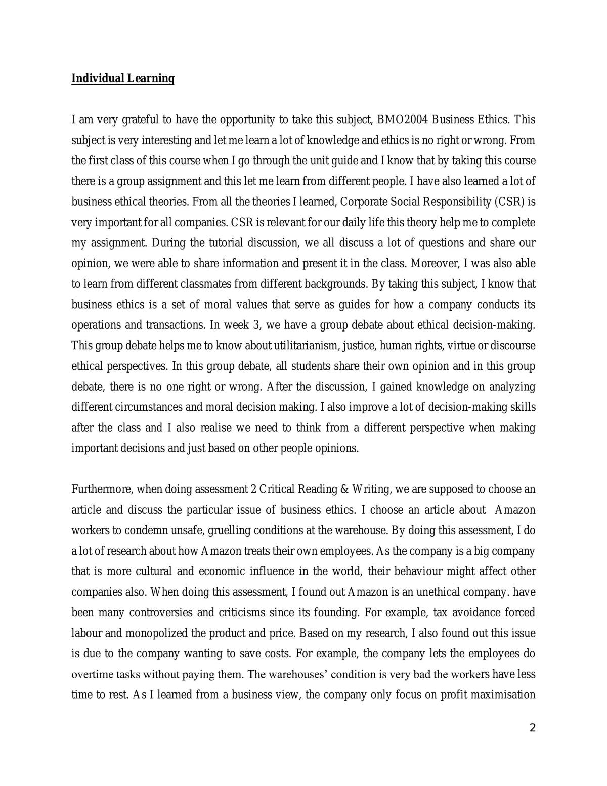 Learning Reflective Journal - Page 2