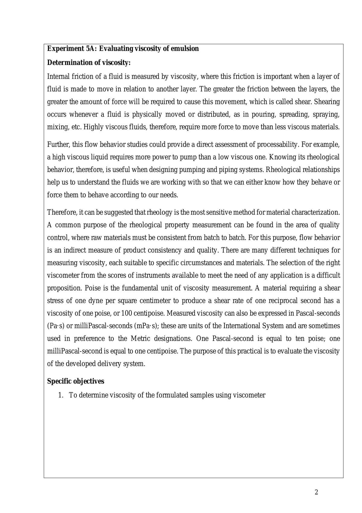 Practical 5: Evaluation of Emulsion - Page 2