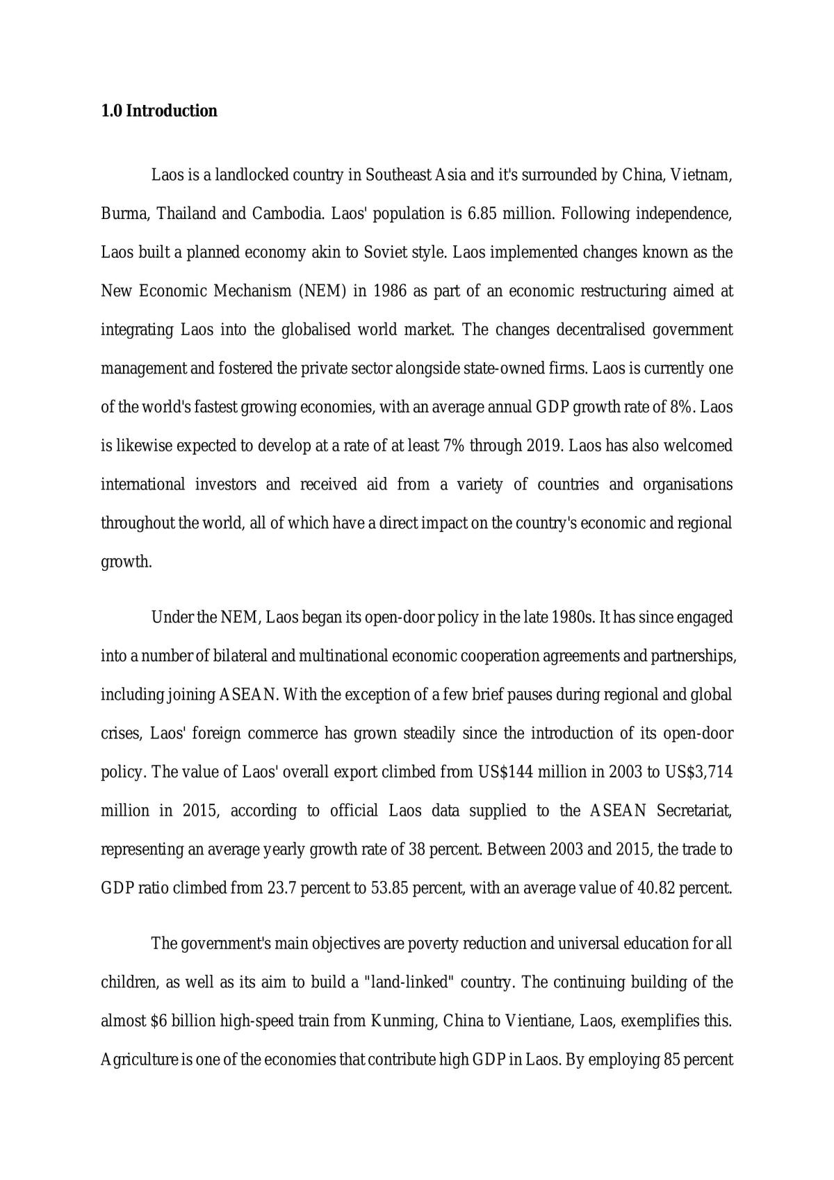Macroeconomics: A Study on Laos - Page 2