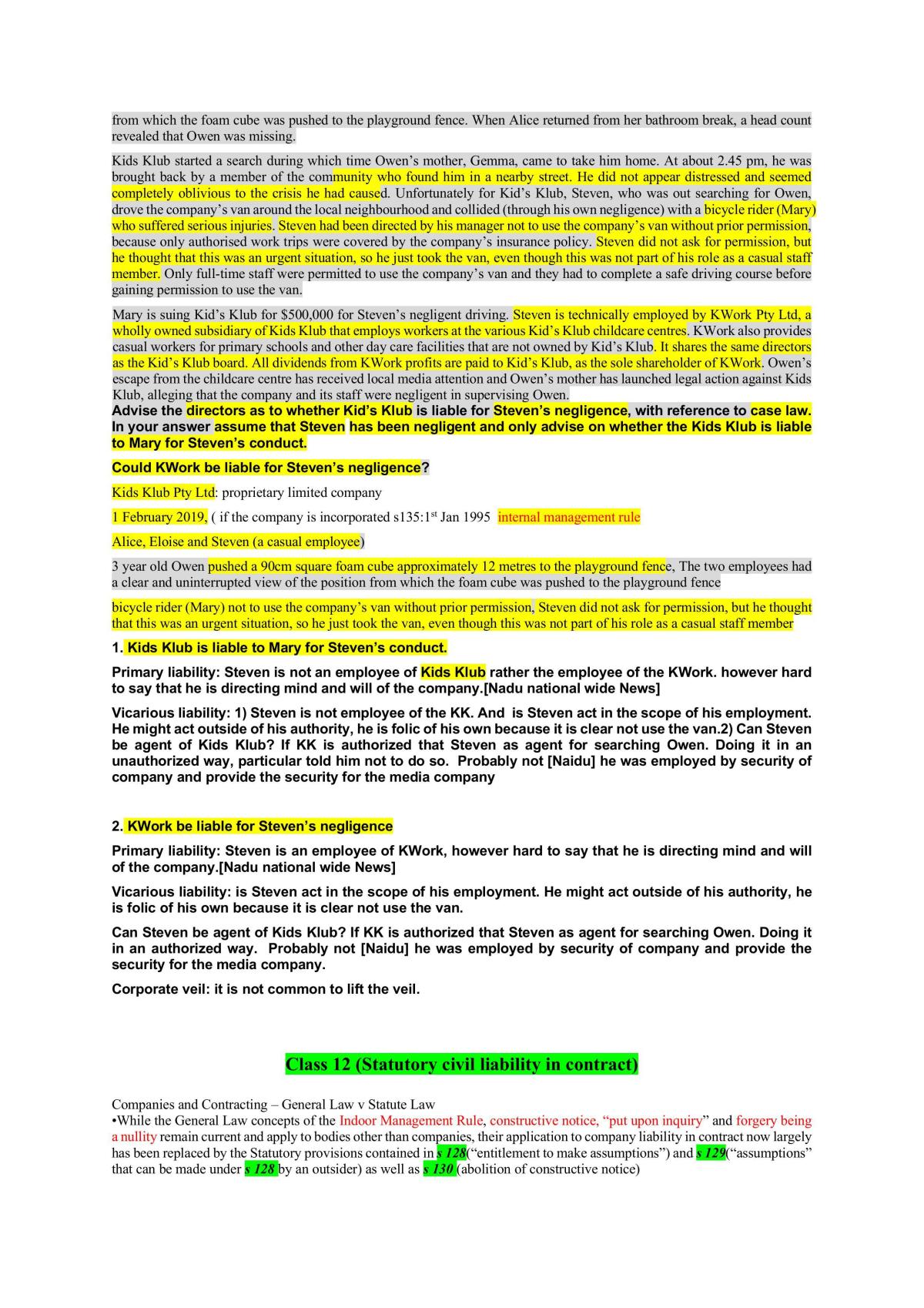 LAWS2014 Complete Study Notes LAWS2014 - Corporations