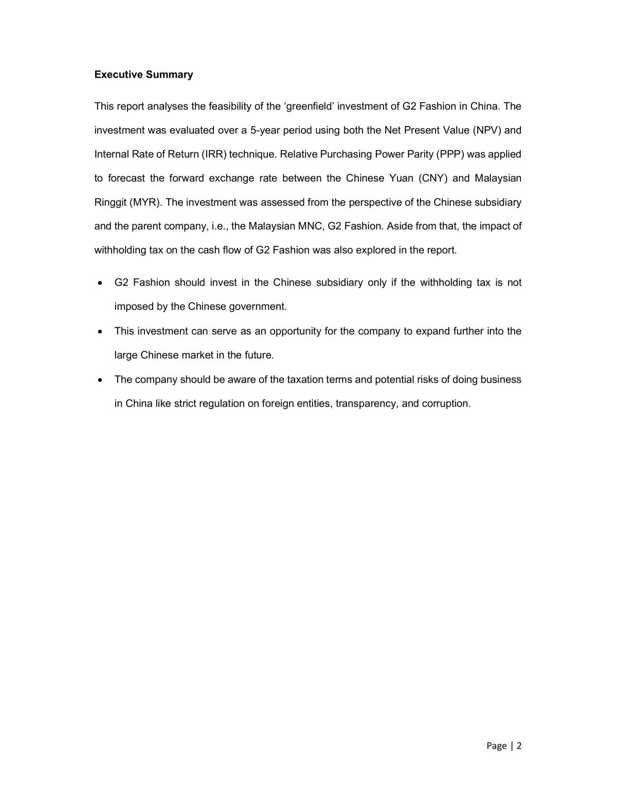 International Investment Decision - Page 2