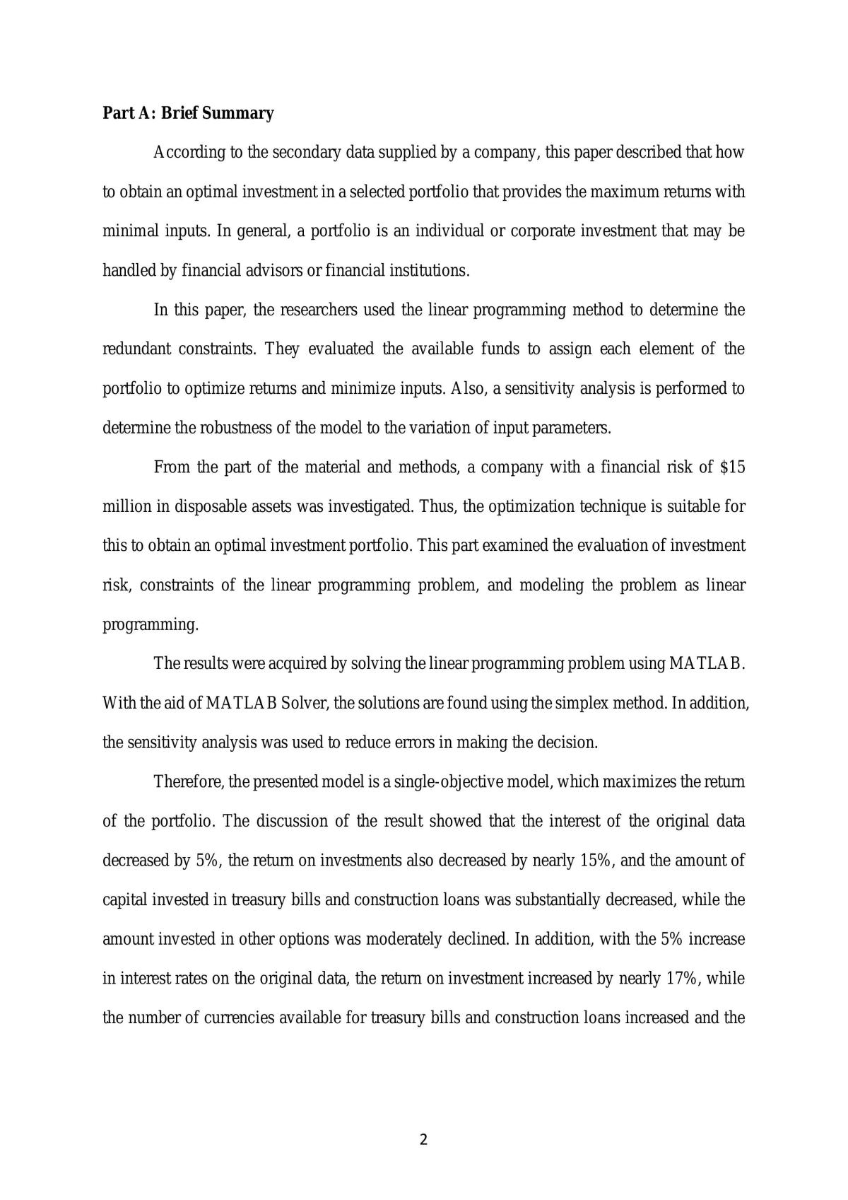 Linear Programming and Its Application Techniques in Optimizing Portfolio Selection of a Firm - Page 2