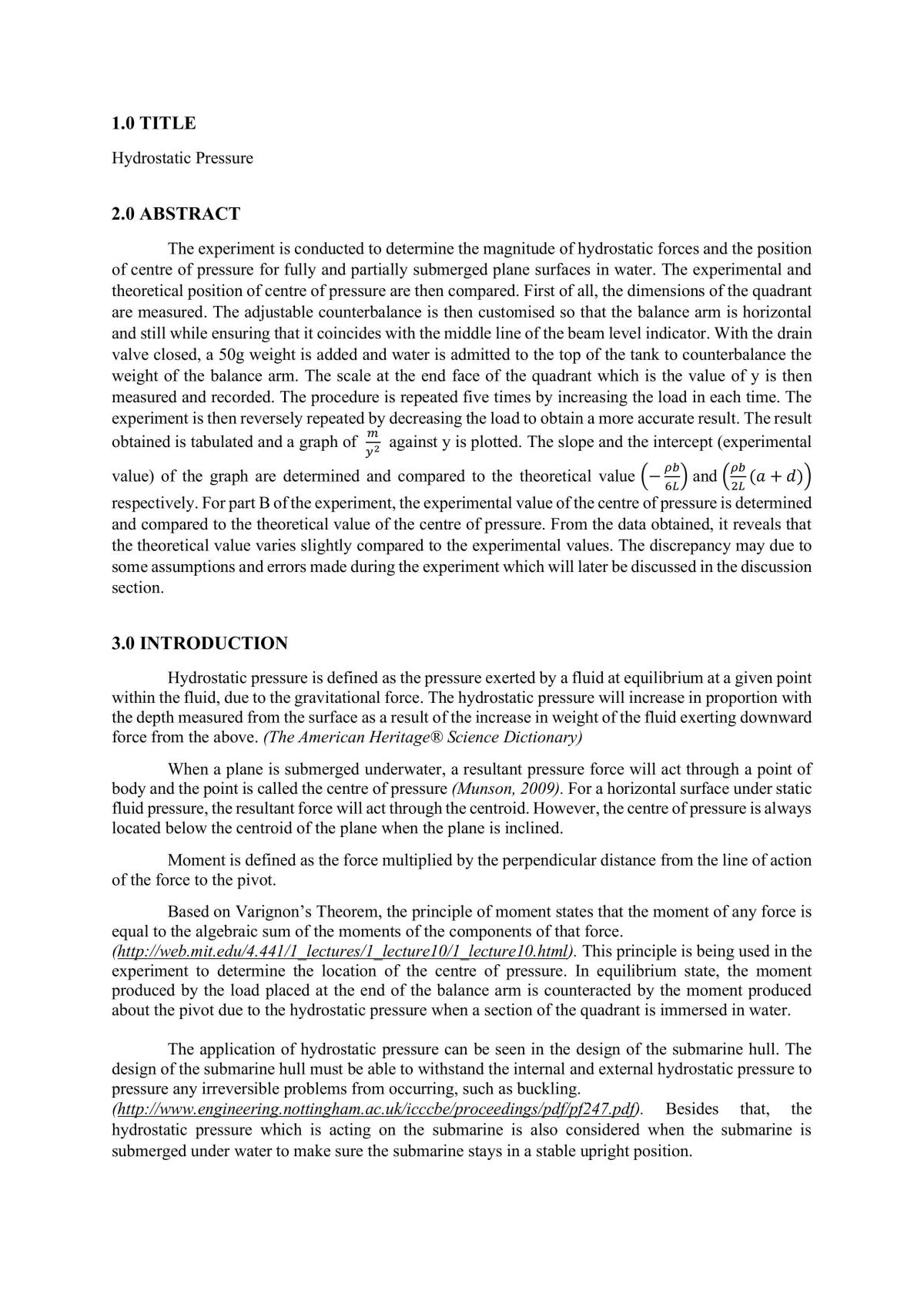 Project Report - Hydrostatic Pressure - Page 2
