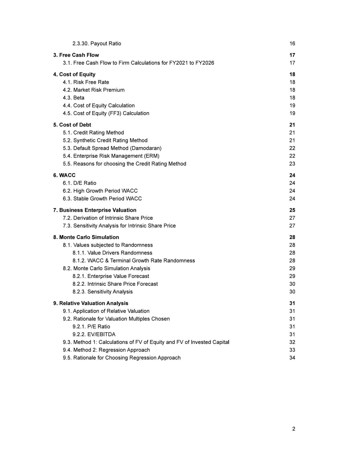 ACC3705 - Technical Report for Valuation of Singtel - Page 2