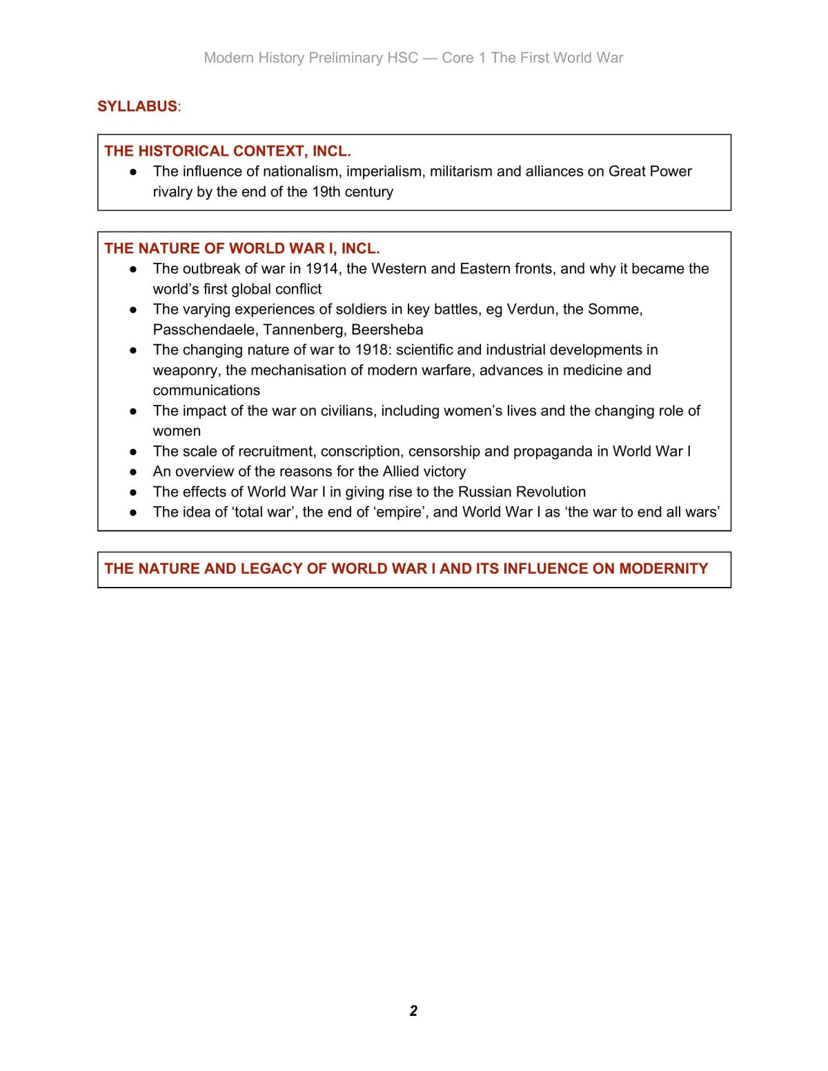 World War One notes - Page 2