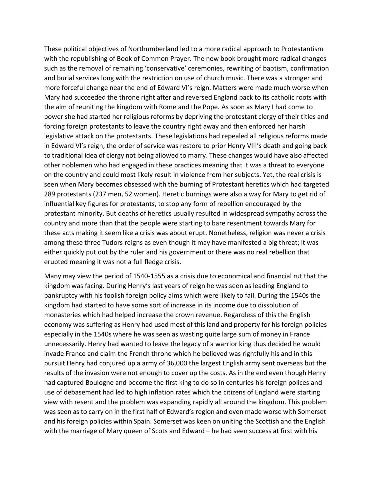 The Tudor crisis - Complete Essay - Page 2