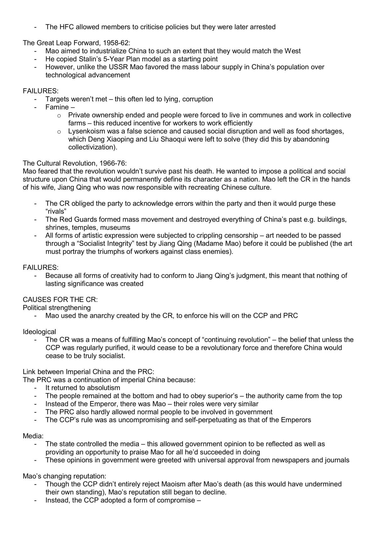 The Timeline of China - Pre 1949 to post 1978 Complete Study Notes - Page 2