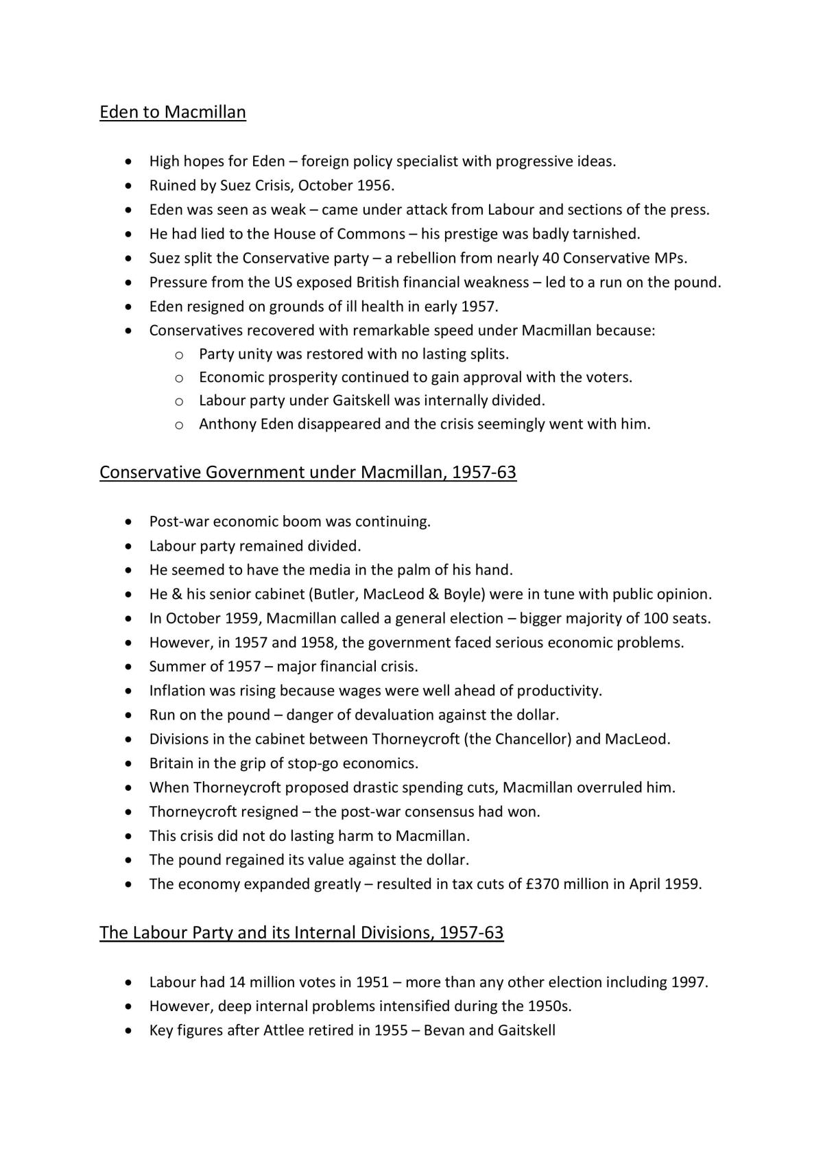 The Making of Modern Britian, 1951 - 2007 Complete Notes - Page 2
