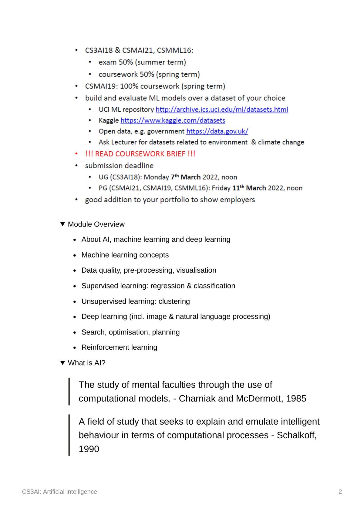Revision Notes for CS3AI - Page 2