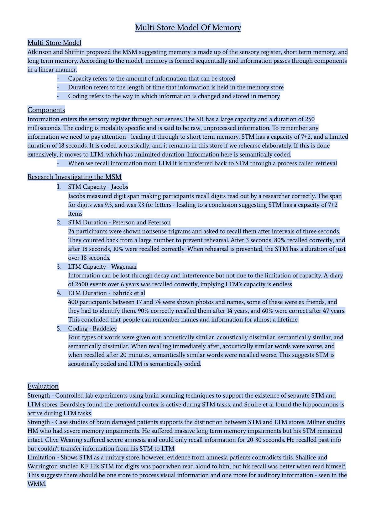 Entire Paper 1 Psychology Study Notes - Page 2
