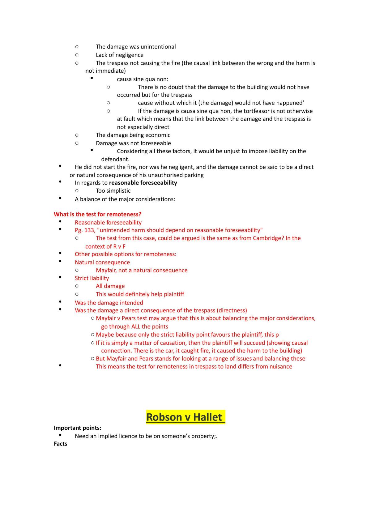 The Law of Torts Trespass Notes - Page 10
