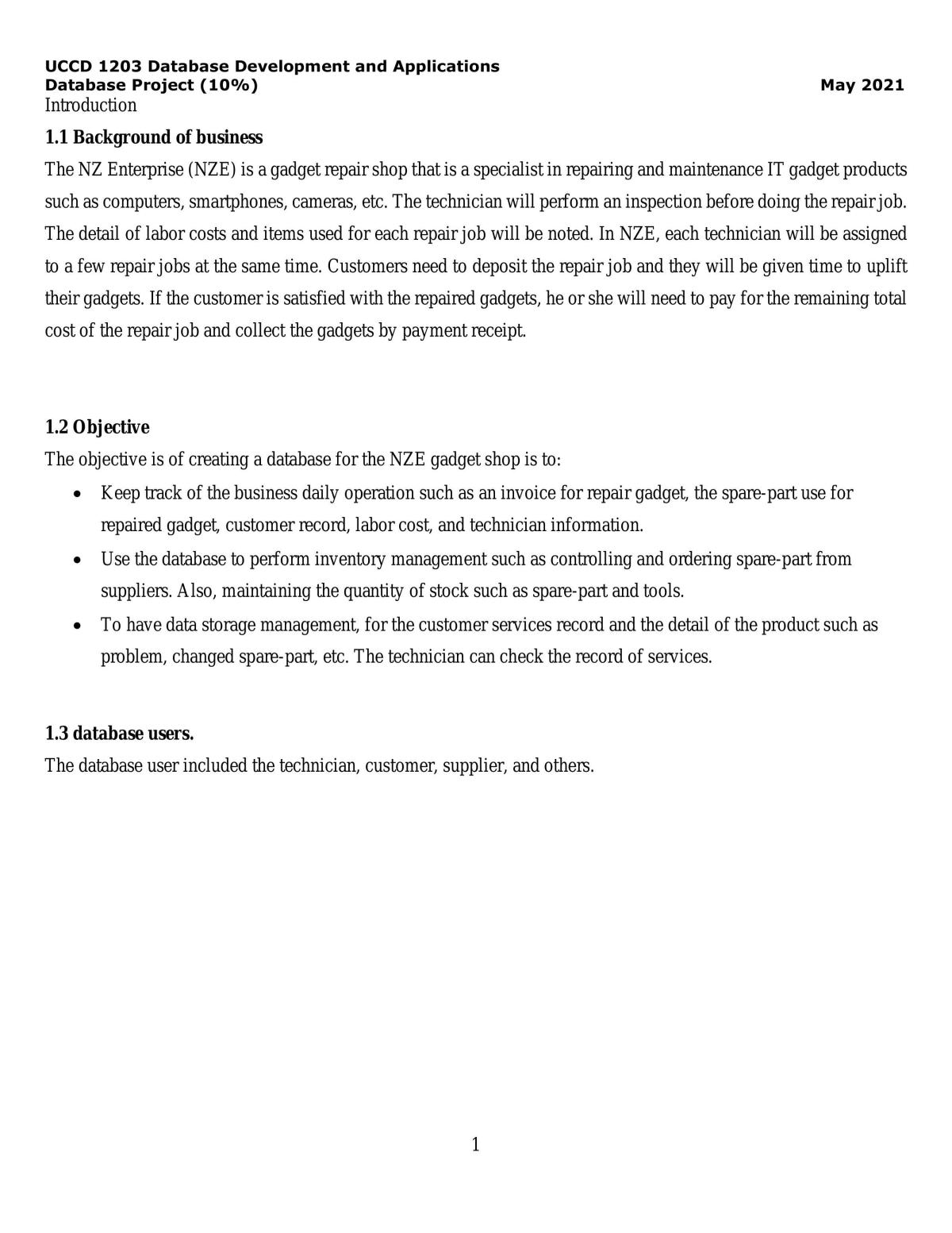 UCCD1203: Database Development and Applications Assignment - Page 2