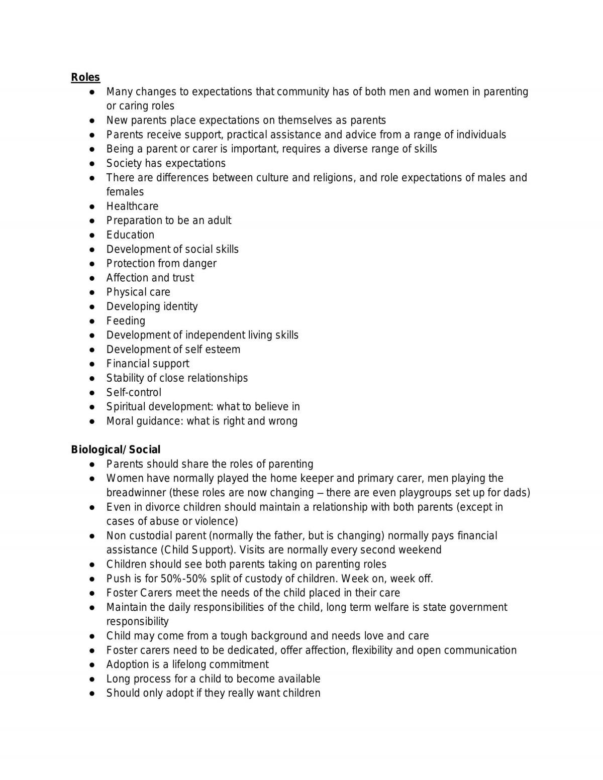 Parenting and Caring Study Notes - Community and Family Studies HSC - Page 13