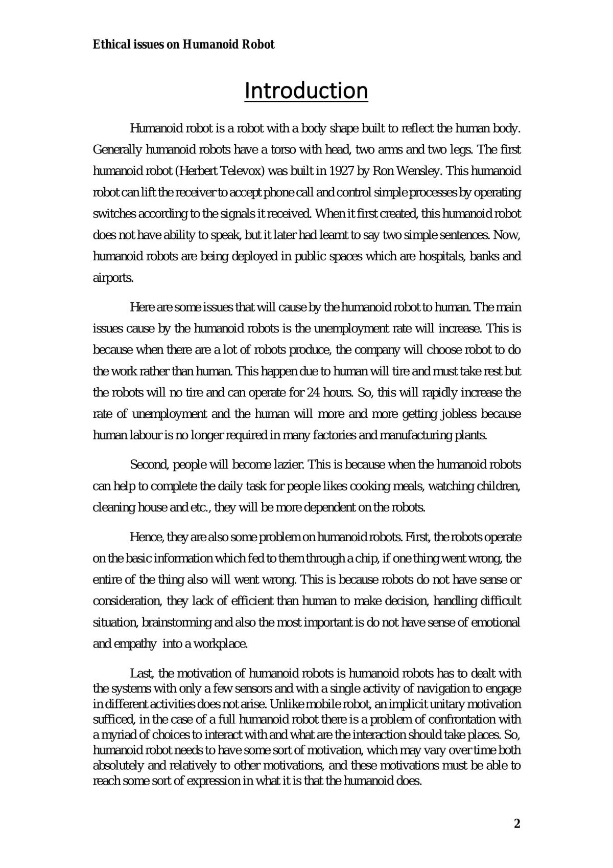 Ethical issues on Humanoid Robot - Page 2