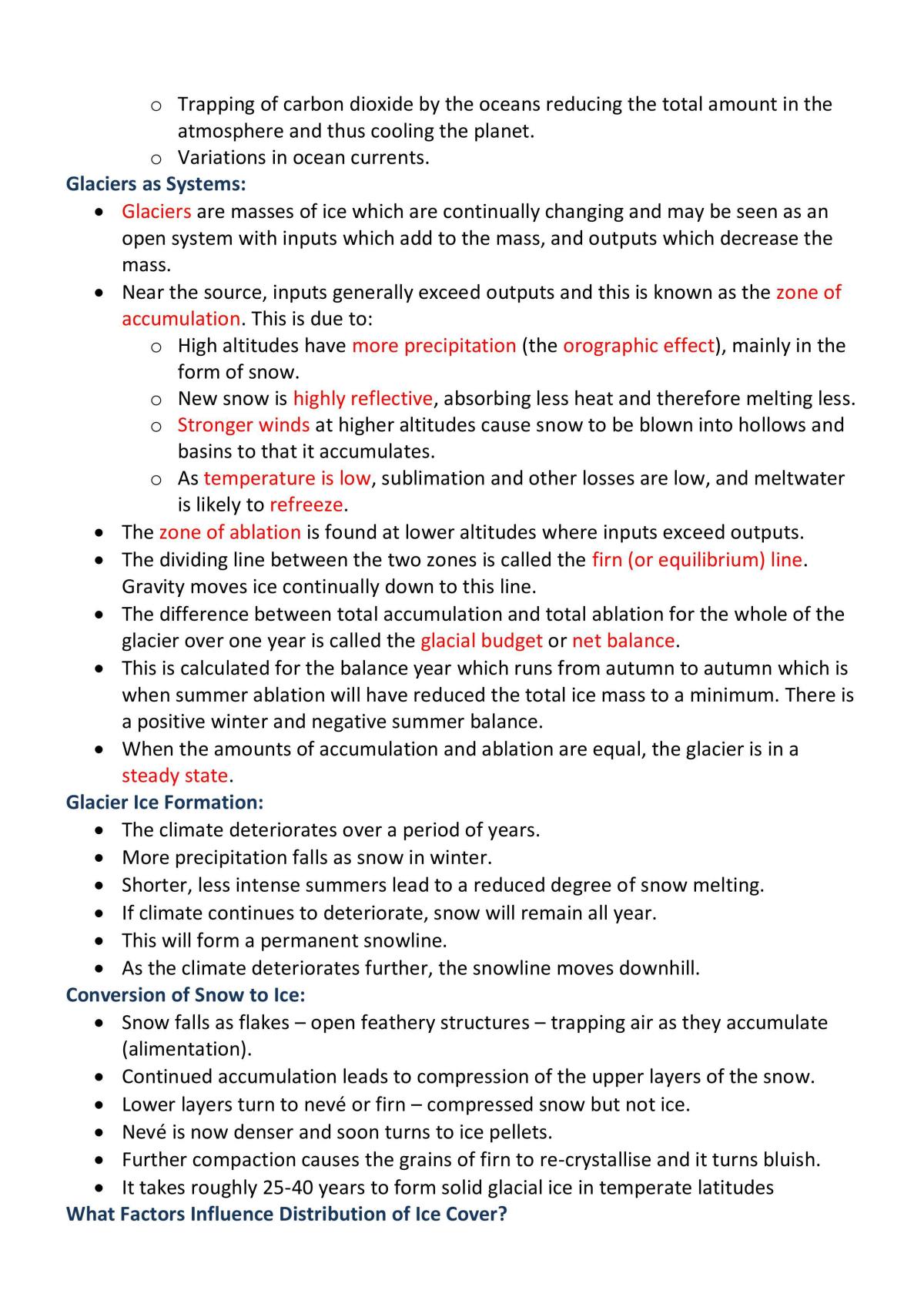 AS Level Geography Full subject Notes on Cold Environments - Page 2