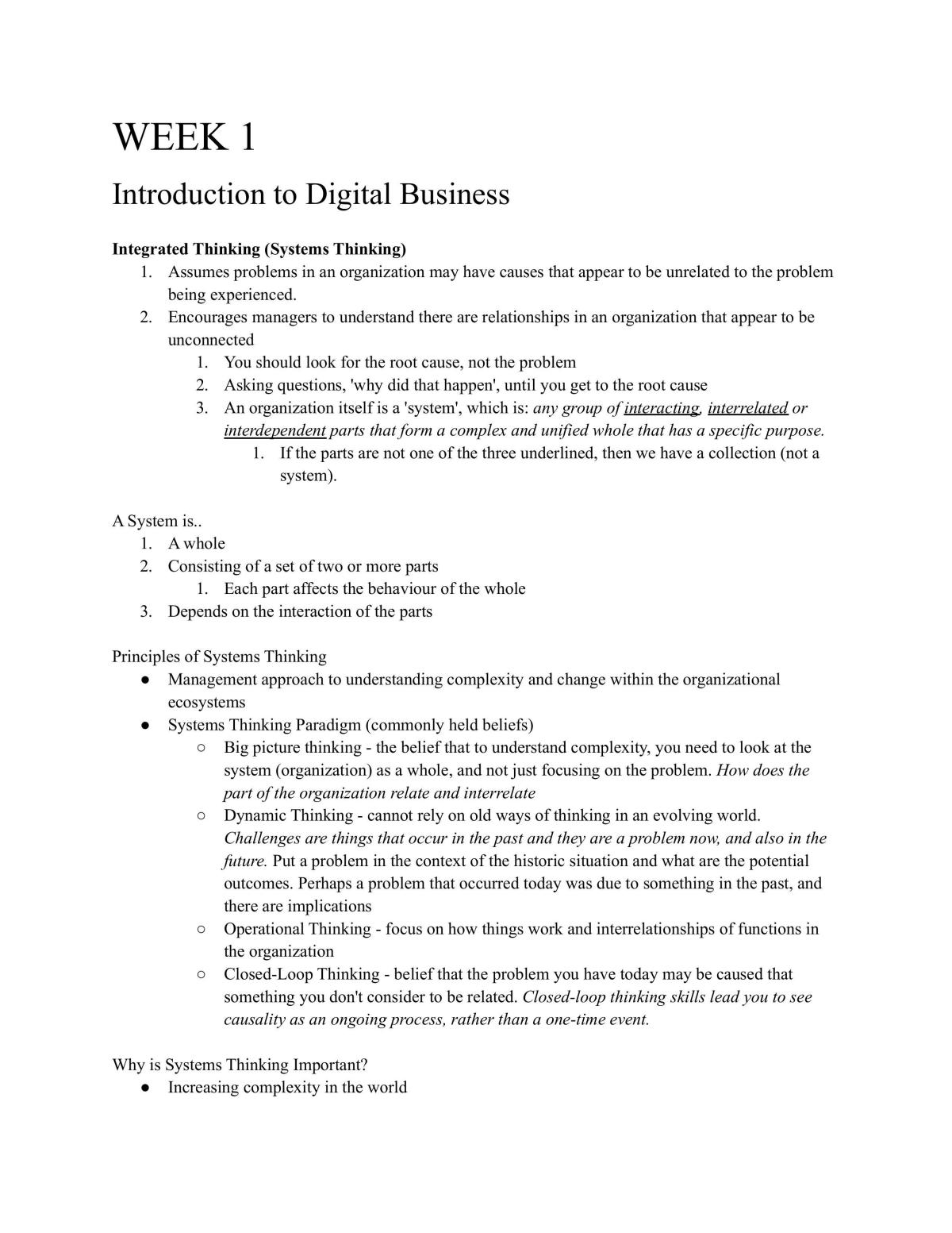 MGSYS101 - Integrated Thinking - Digital Business and Supply Chain Management FULL NOTES - Page 2