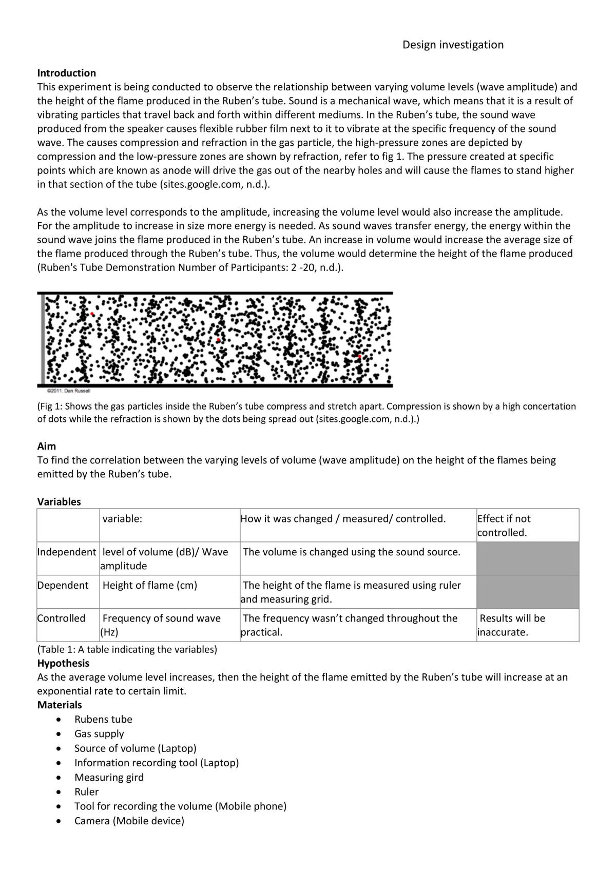 How does the change in sound volume levels affect the size of the flame produced through Rubens tube? - Page 2