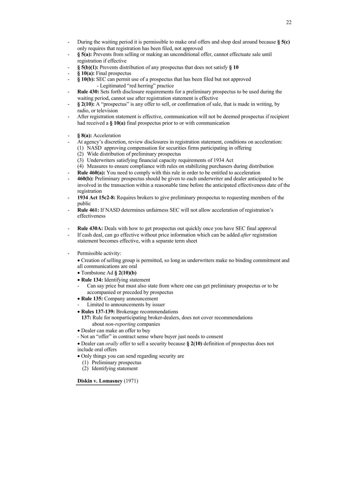 Securities Regulation Exam Outline - Page 22