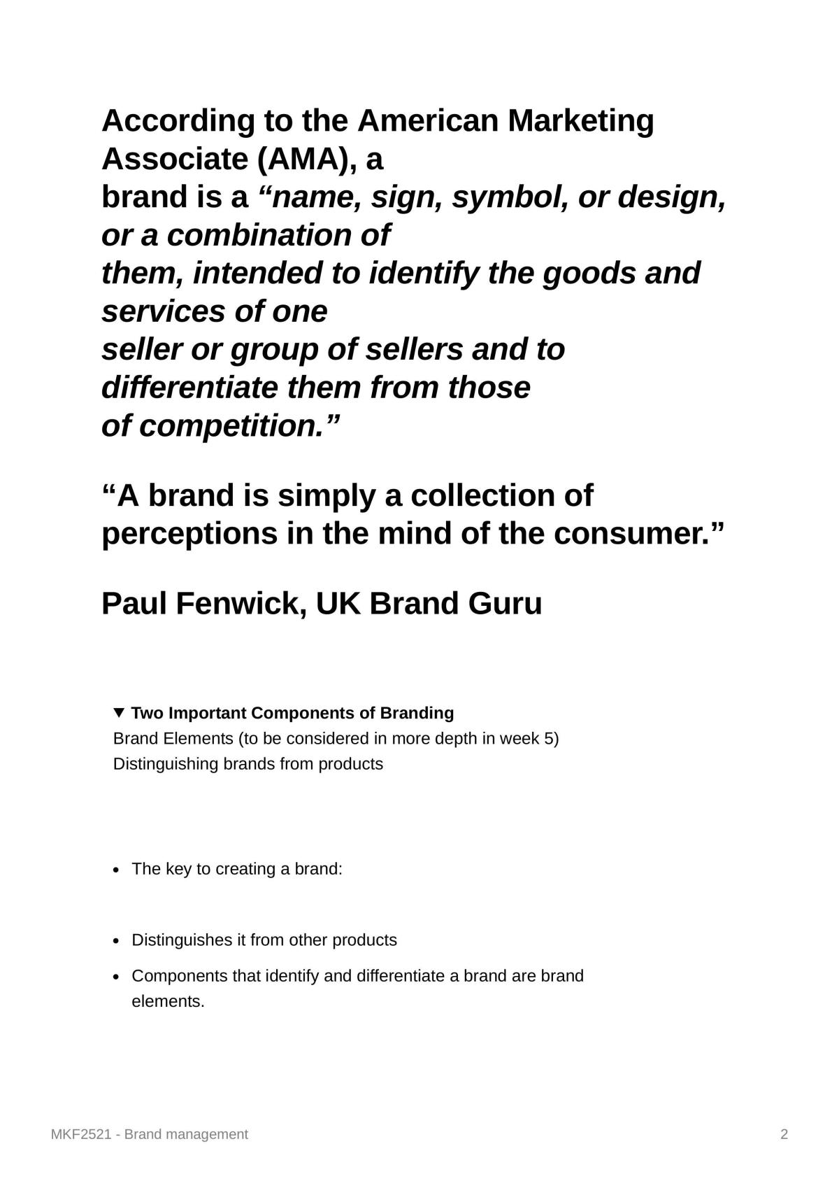 MKF2521 - Brand management Week 1 to 12 study notes - Page 2
