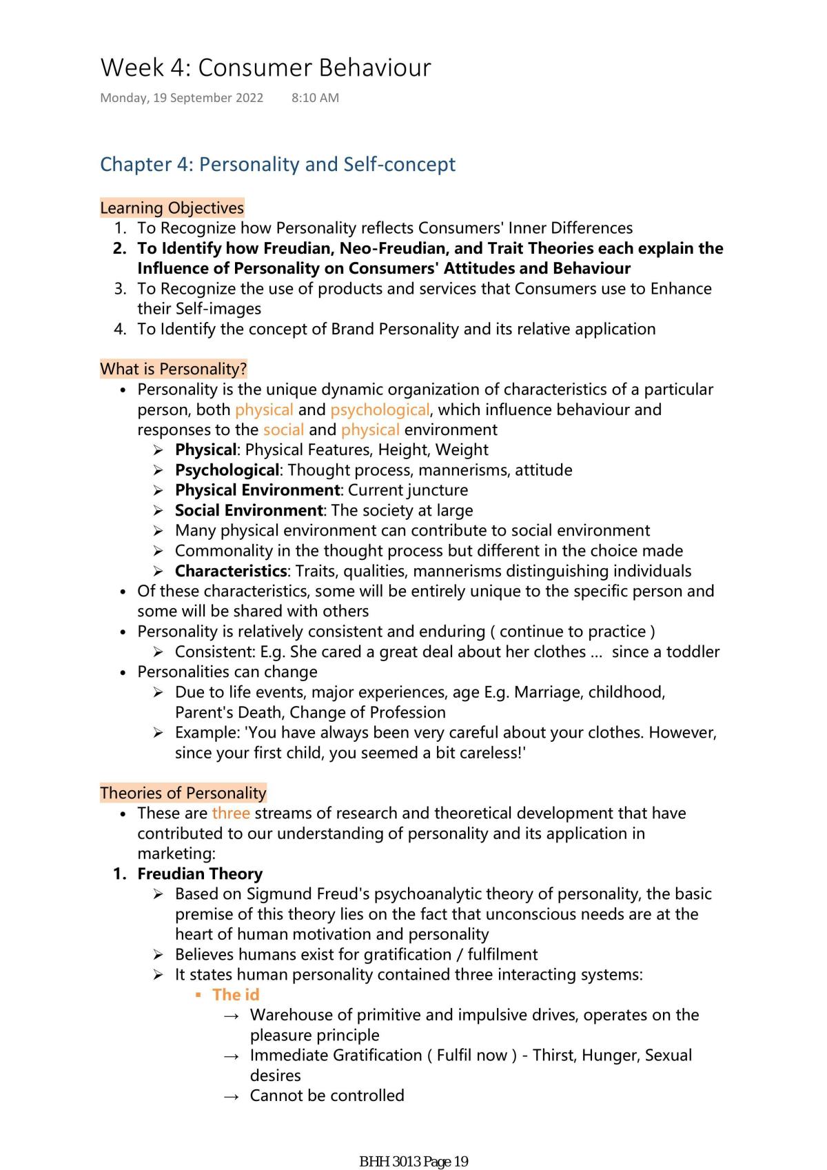 BHH 3013 - Consumer Behaviour Study Notes - Page 19