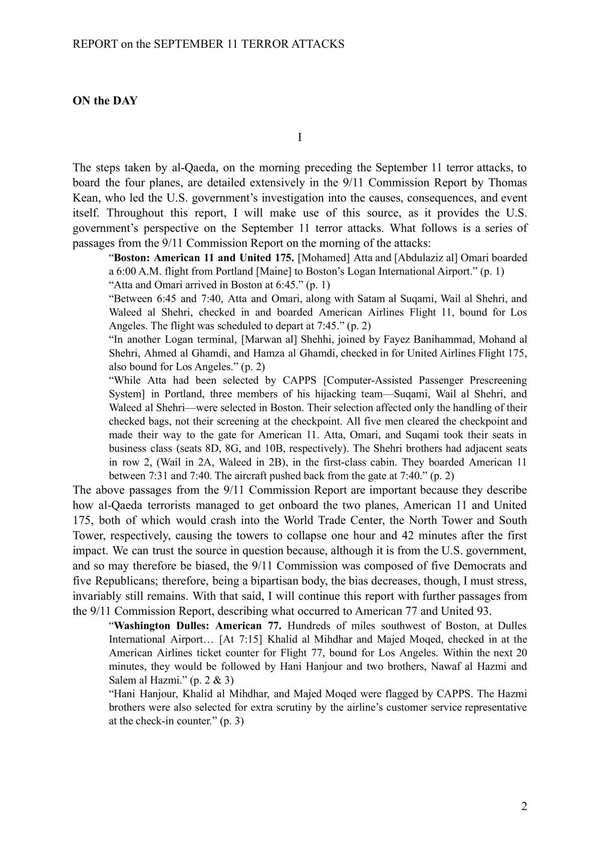 Report on September 11 terror attacks - Page 2