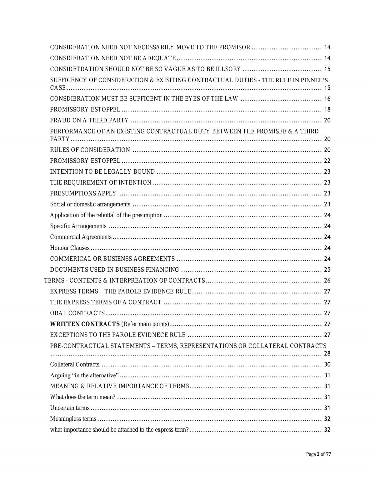 Comprehensive Contract Law Notes - Semester 1 2015 - Page 2