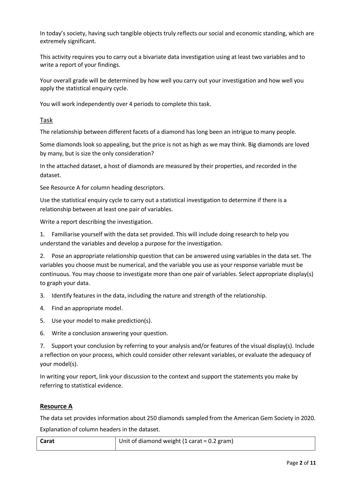 Level 3 Bivariate Data Excellence Paper AS91581 - Page 2