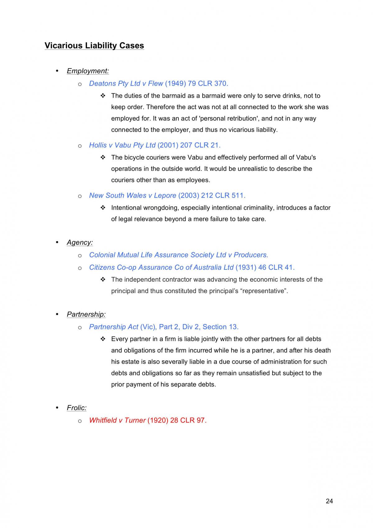 Torts Law Summary Notes - Page 24