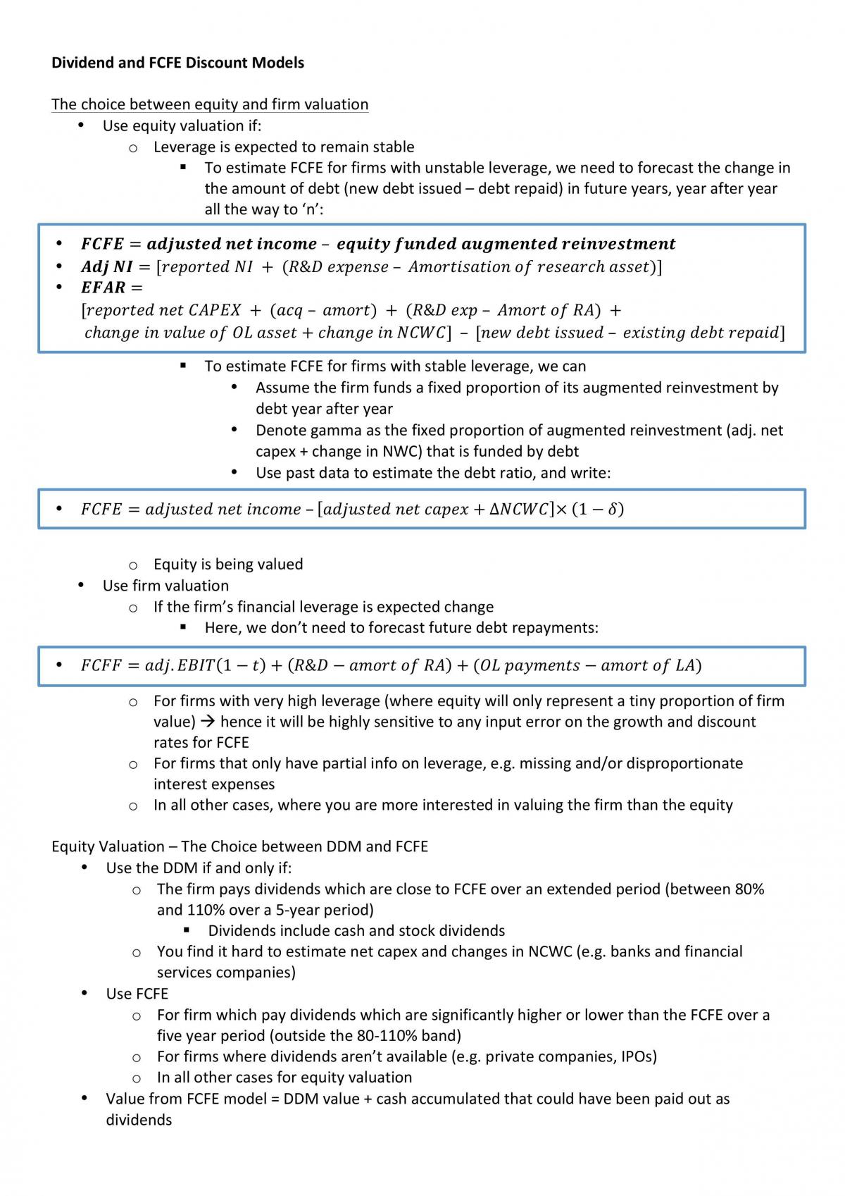 FINS3641 Final Exam Notes - Page 15