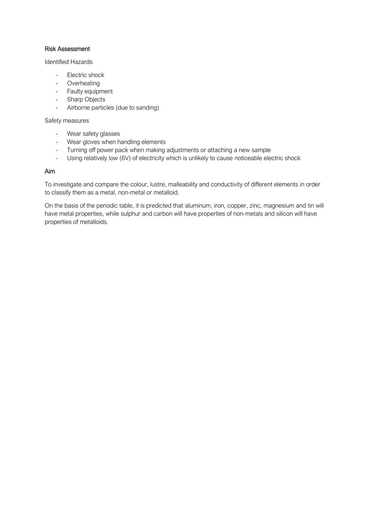 Practical Report - Metals' properties - Page 2
