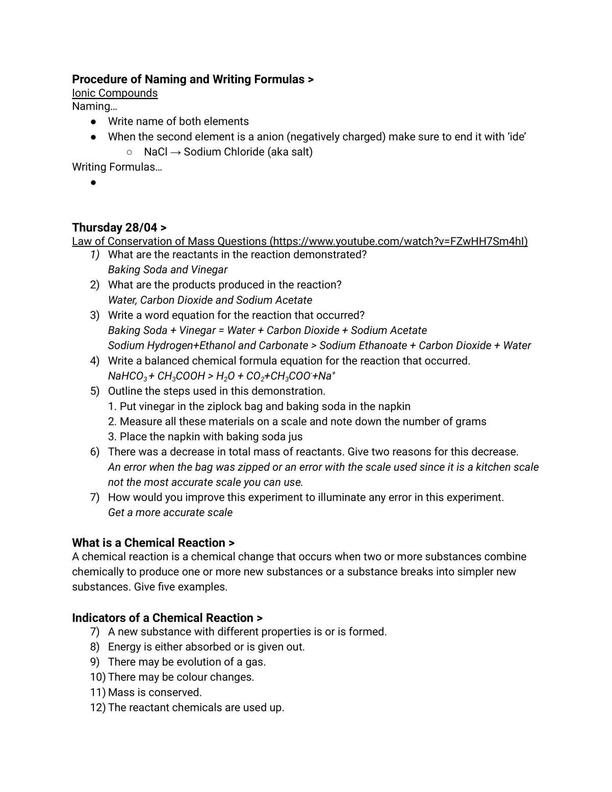 Chemistry Notes - Page 2