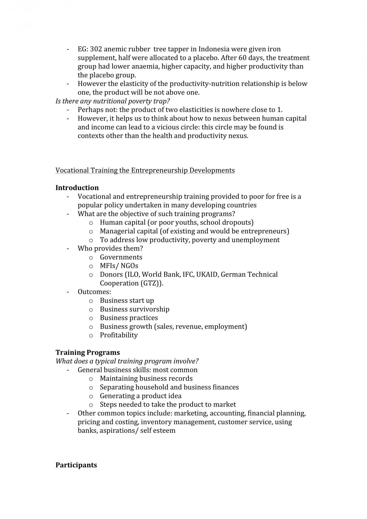 ECOS3002: Development Economics Notes from Lectures and Textbook - Page 10