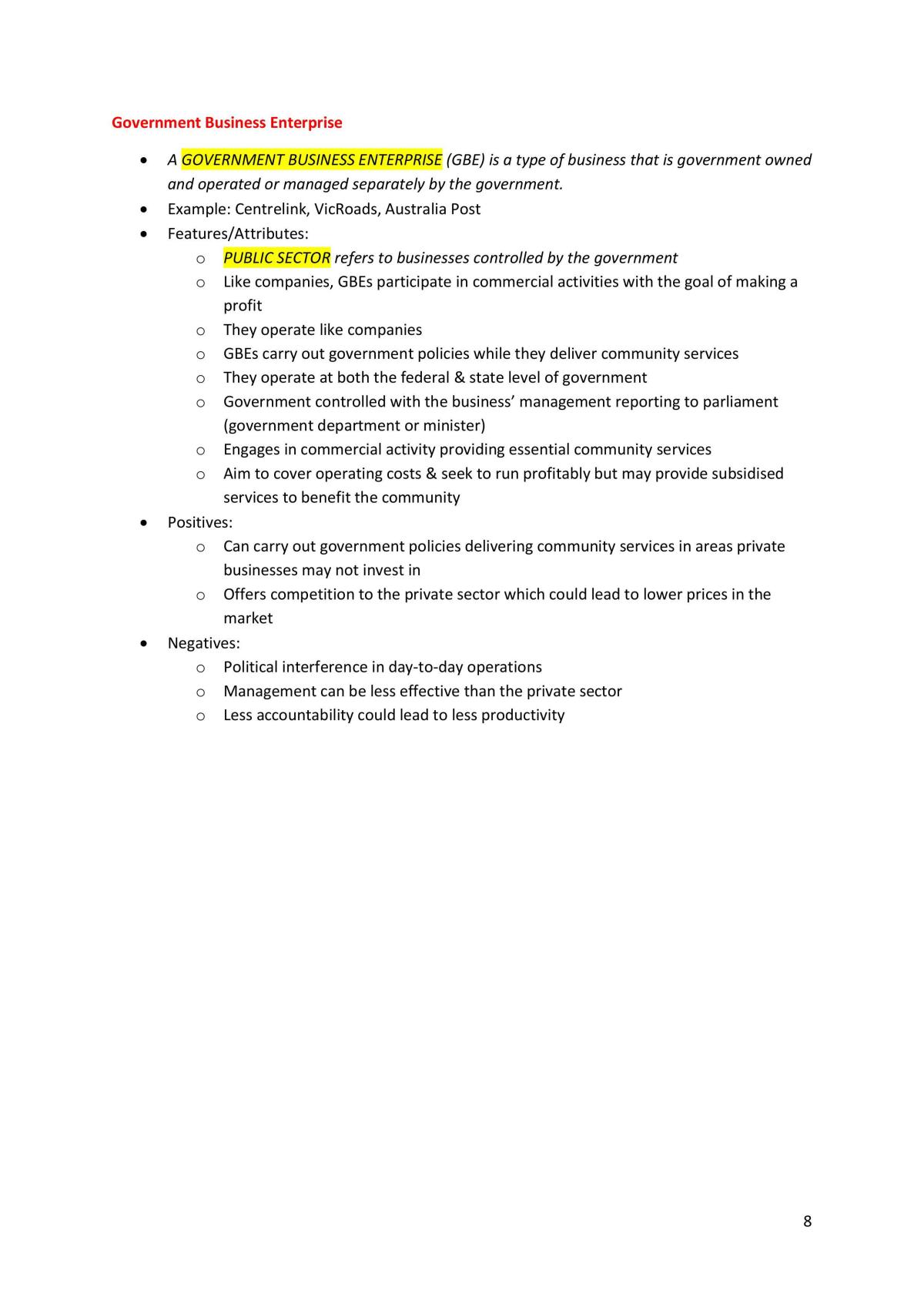 VCE business management summary notes - Page 8