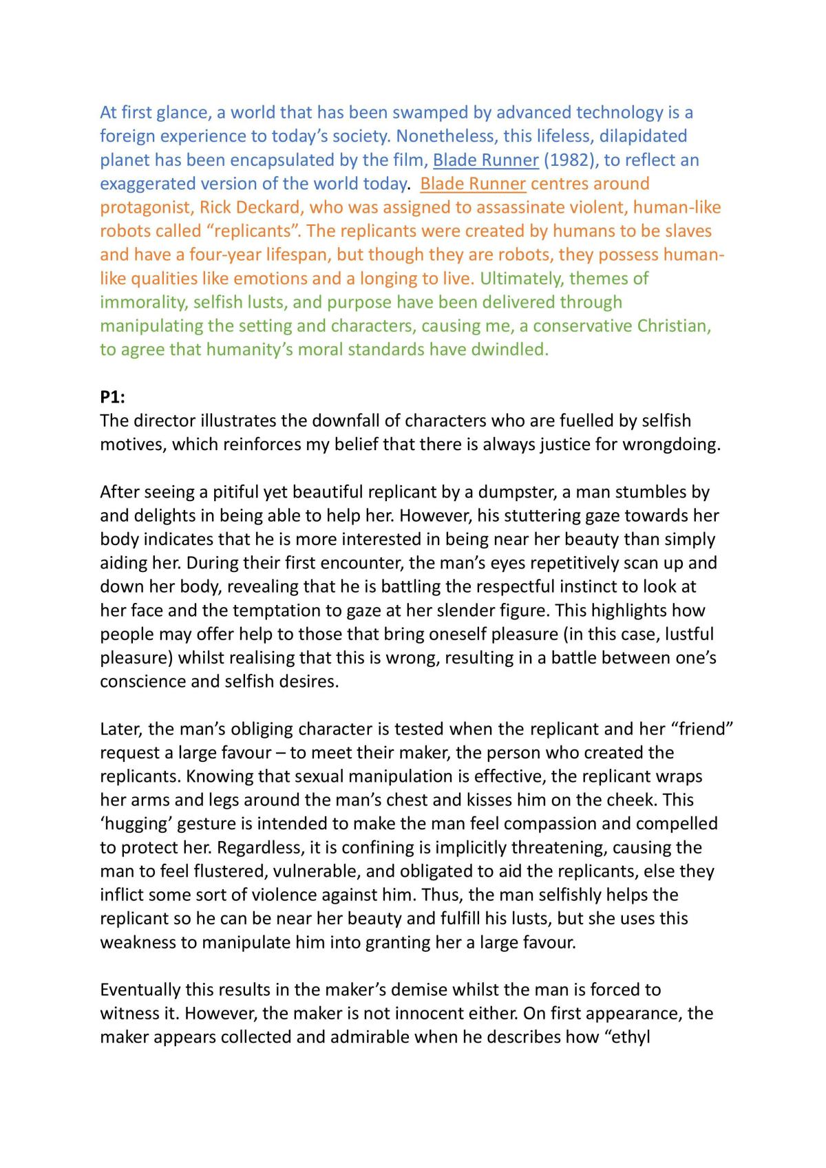 Blade Runner Essay - Reader response  - Page 2