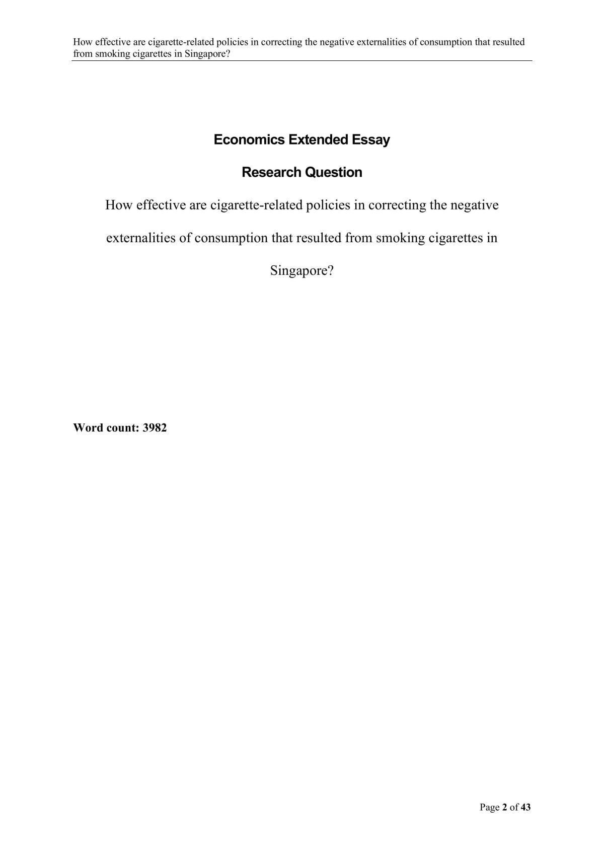 economics extended essay questions