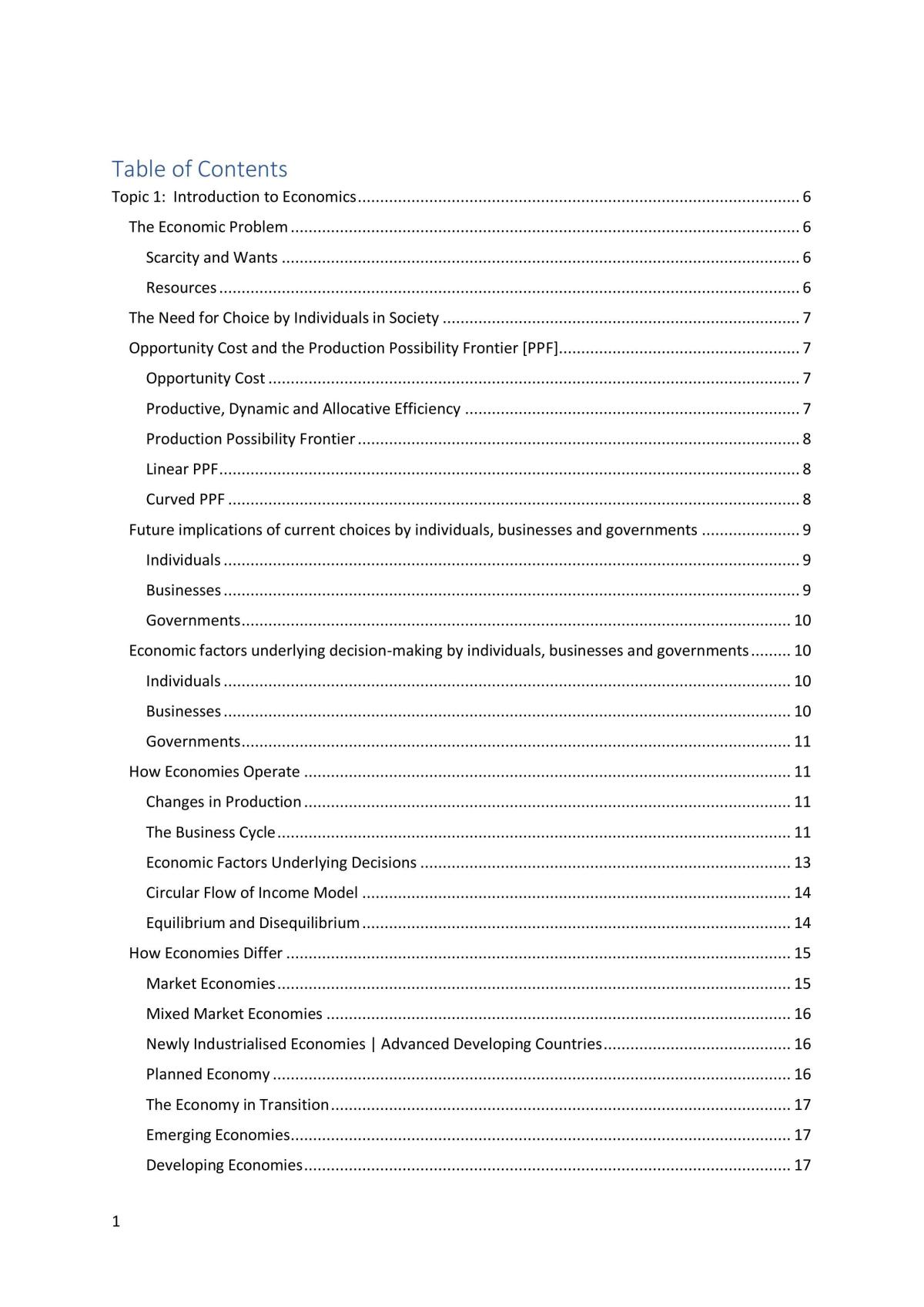 Preliminary Economics Study Notes - All Topics (HSC) - Page 2