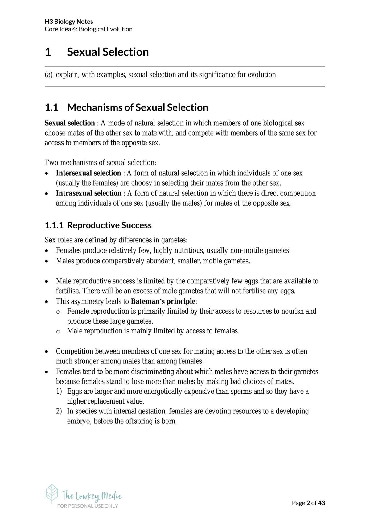 H3 Bio Notes Biological Evolution (All Topics) - Page 2