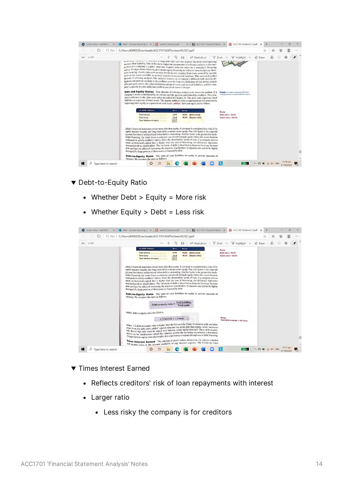 ACC1701 Financial Statement Analysis Notes - Page 14