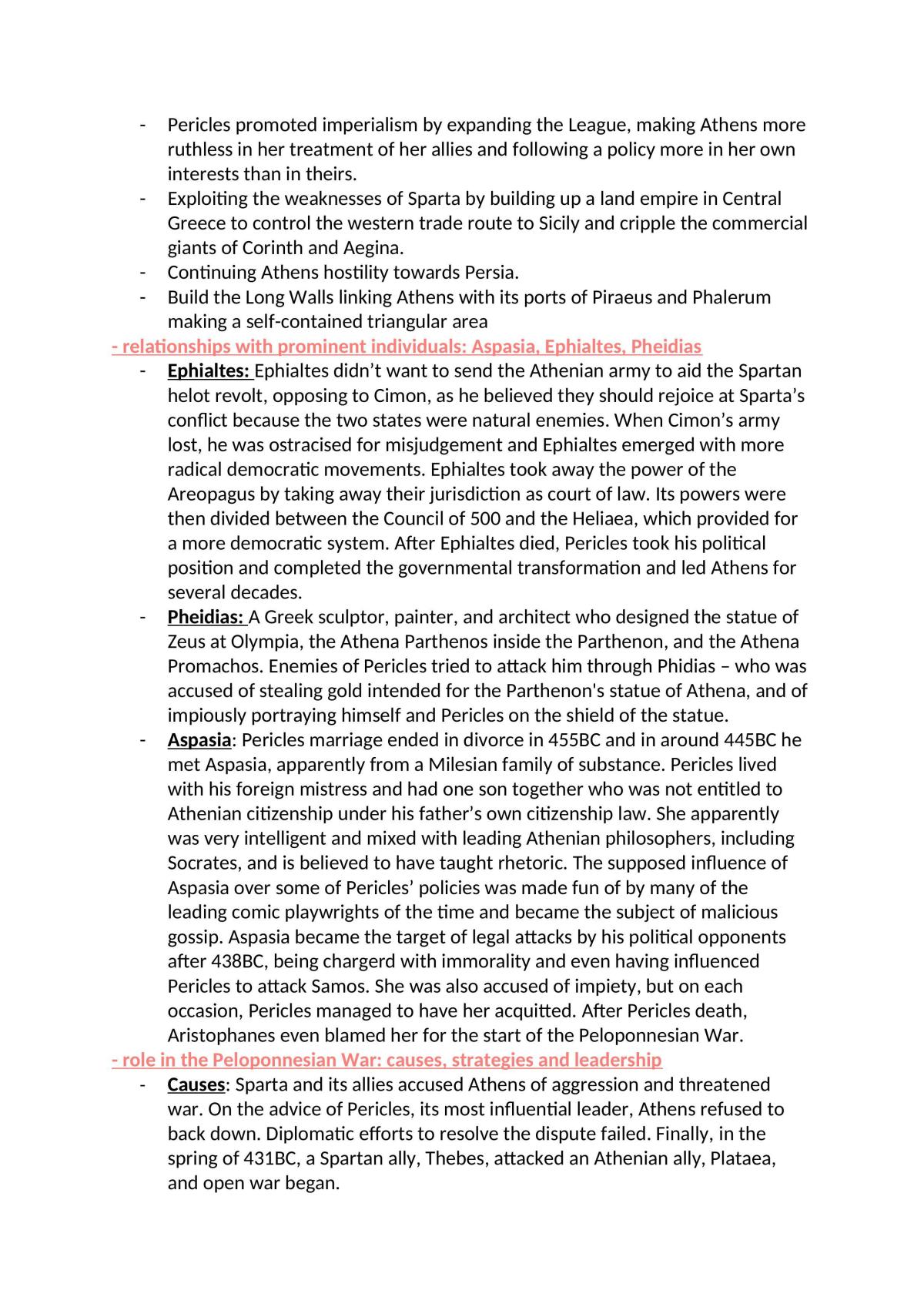 Sparta, the Greek world, Pompeii study notes - Page 20