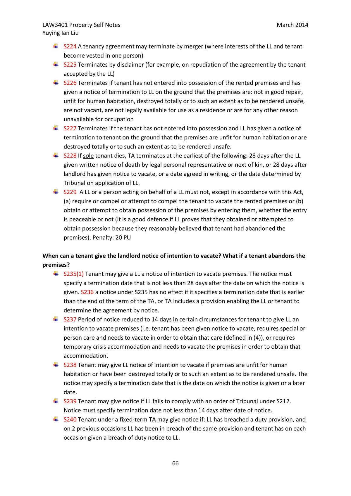 Complete Course Notes - Property Law A - Page 66