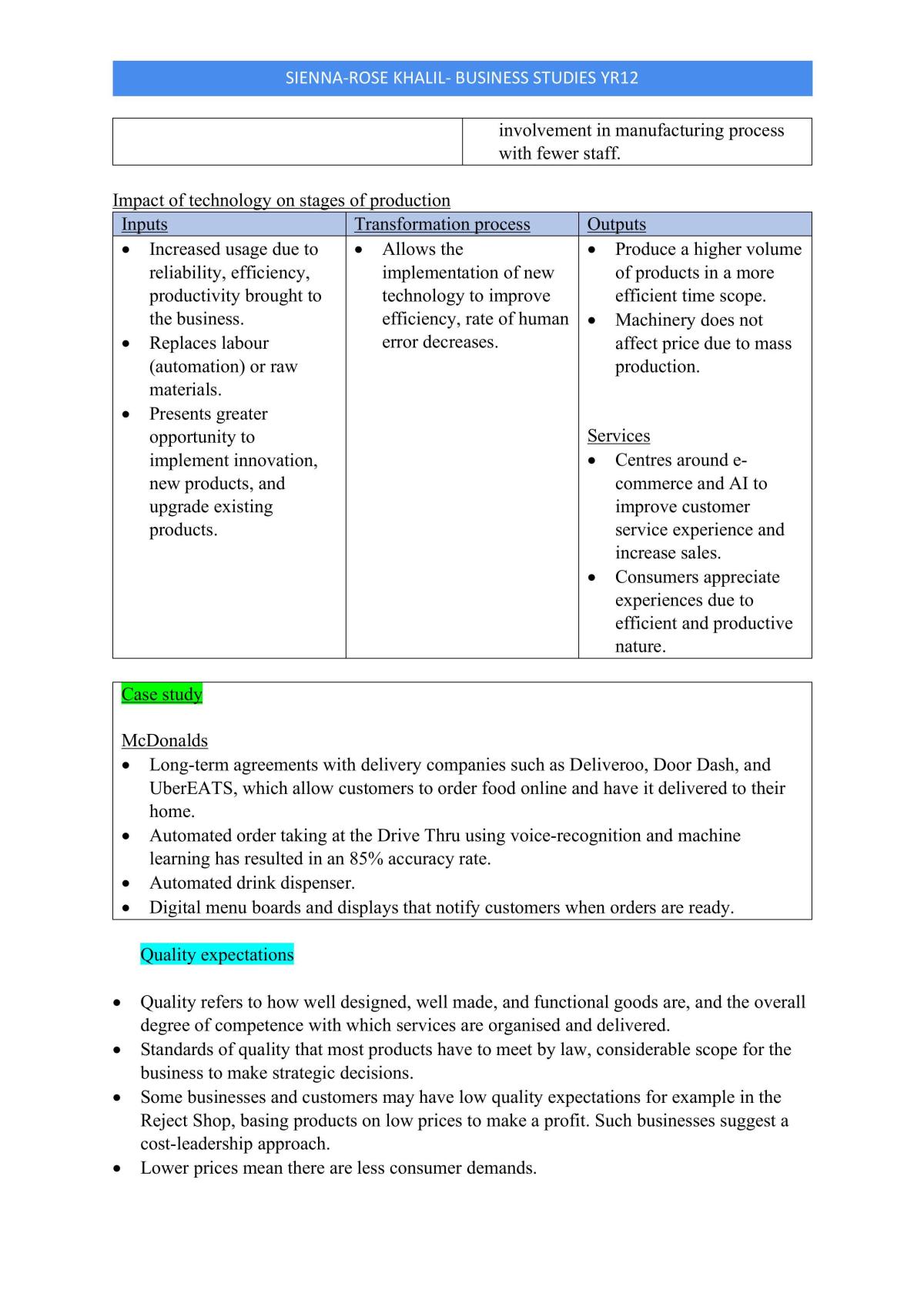 Business Studies- Operations notes  - Page 11