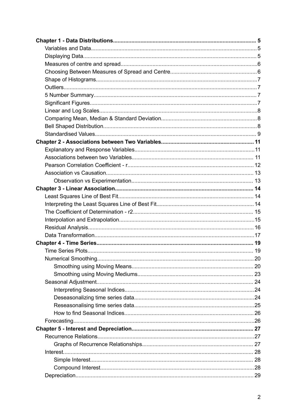 General Maths - Full study notes for units 3 and 4 - Page 2