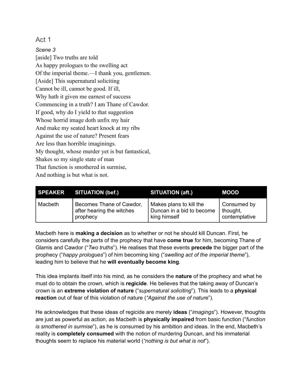O Level Literature Macbeth Study Notes - Page 2