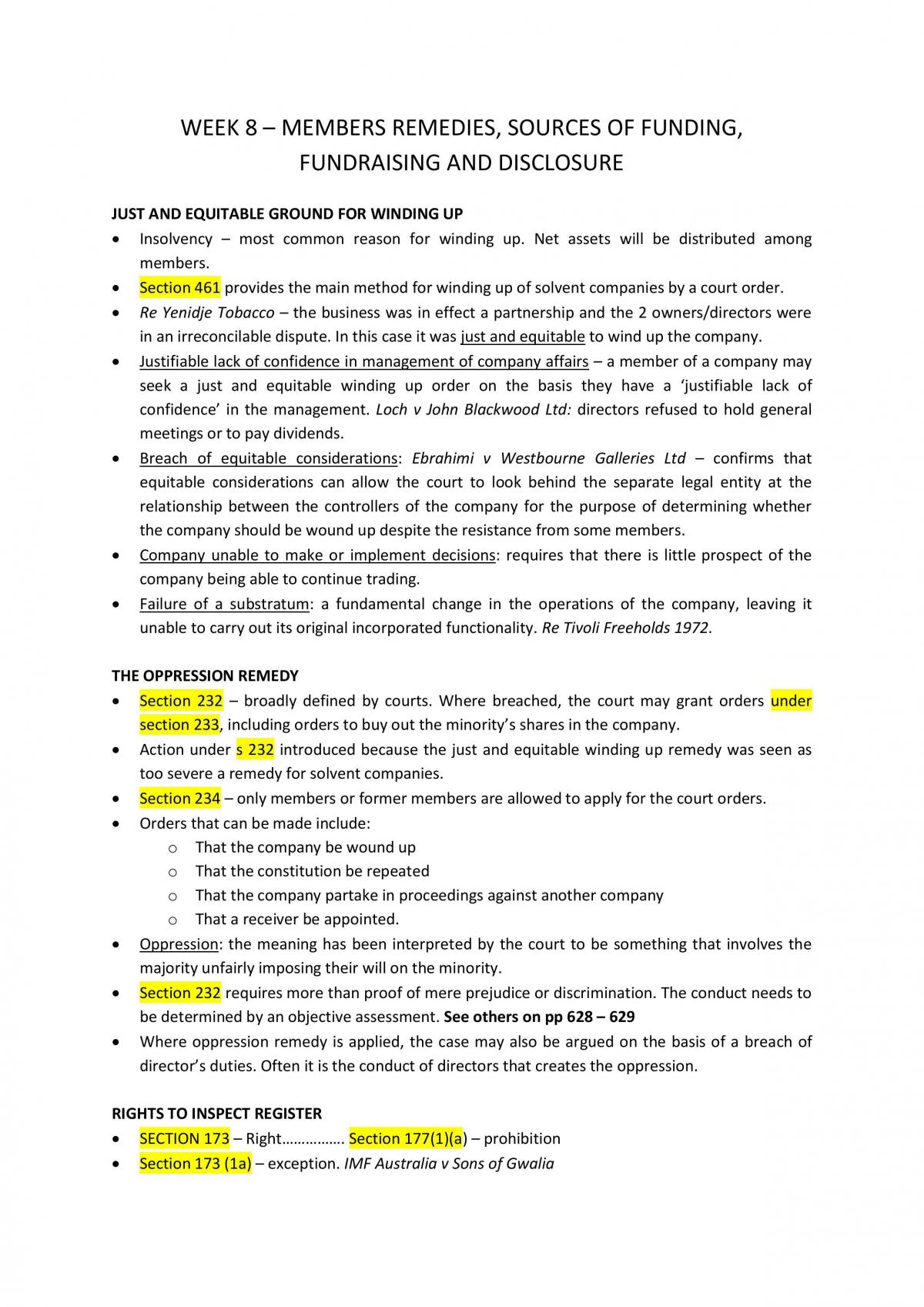 Applied Company Law Weeks 5-11 Study Notes - Page 12
