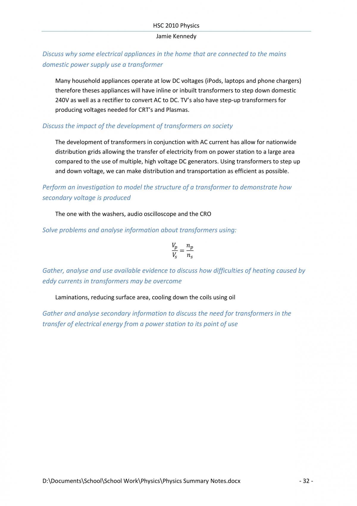 Physics Summary Notes - Page 33